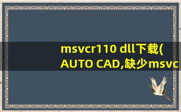 msvcr110 dll下载(AUTO CAD,缺少msvcr110.dll(实际上并不缺少!))